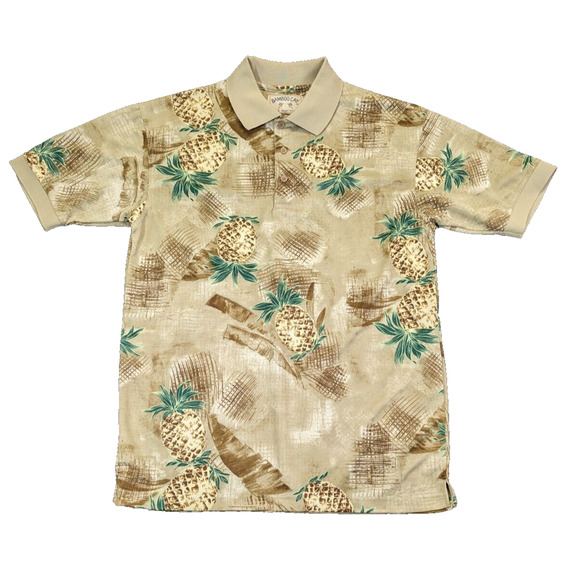 Bamboo Cay Hawaiian shirt mens Pineapple all over print beige size small - Picture 1 of 6
